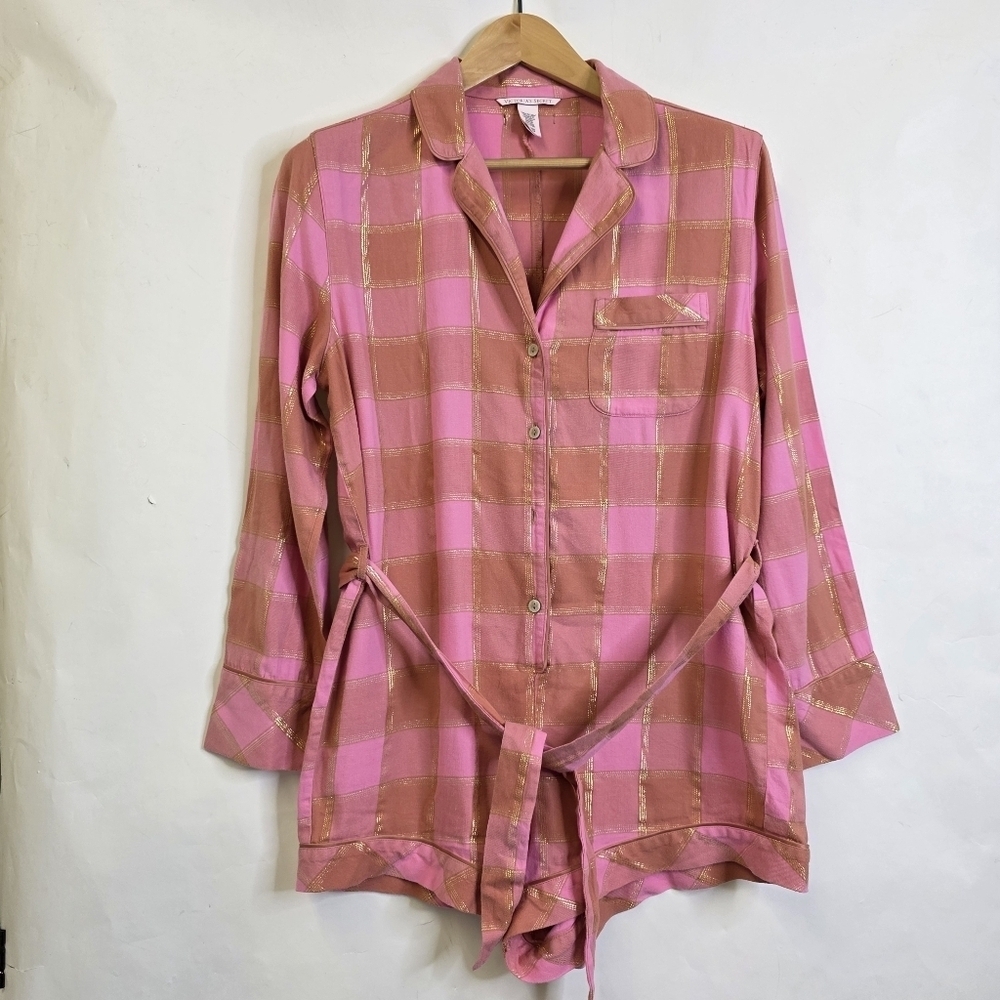 Victoria's secret  Plaid romper with waist tie